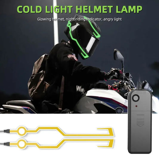 Motorcycle Helmet LED Warning Lights Night Riding Helmet Motor Cold Light Strip EL Waterproof Sticker 4 Flashing Accessories