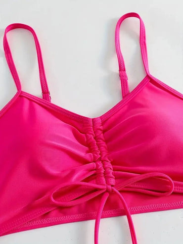 Tropical Leaf Print V-Neck High Waist Bikini Set Two Piece Swimsuits Women's Swimwear and Clothing biquinis mujer