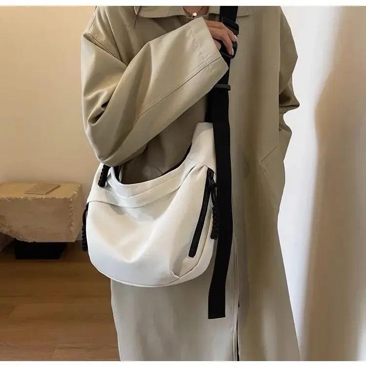 Fashion High Capacity Solid Color Single Shoulder Totes Bag Nylon Hobos Crossbody Bags Solid Casual Zipper Women's Bags