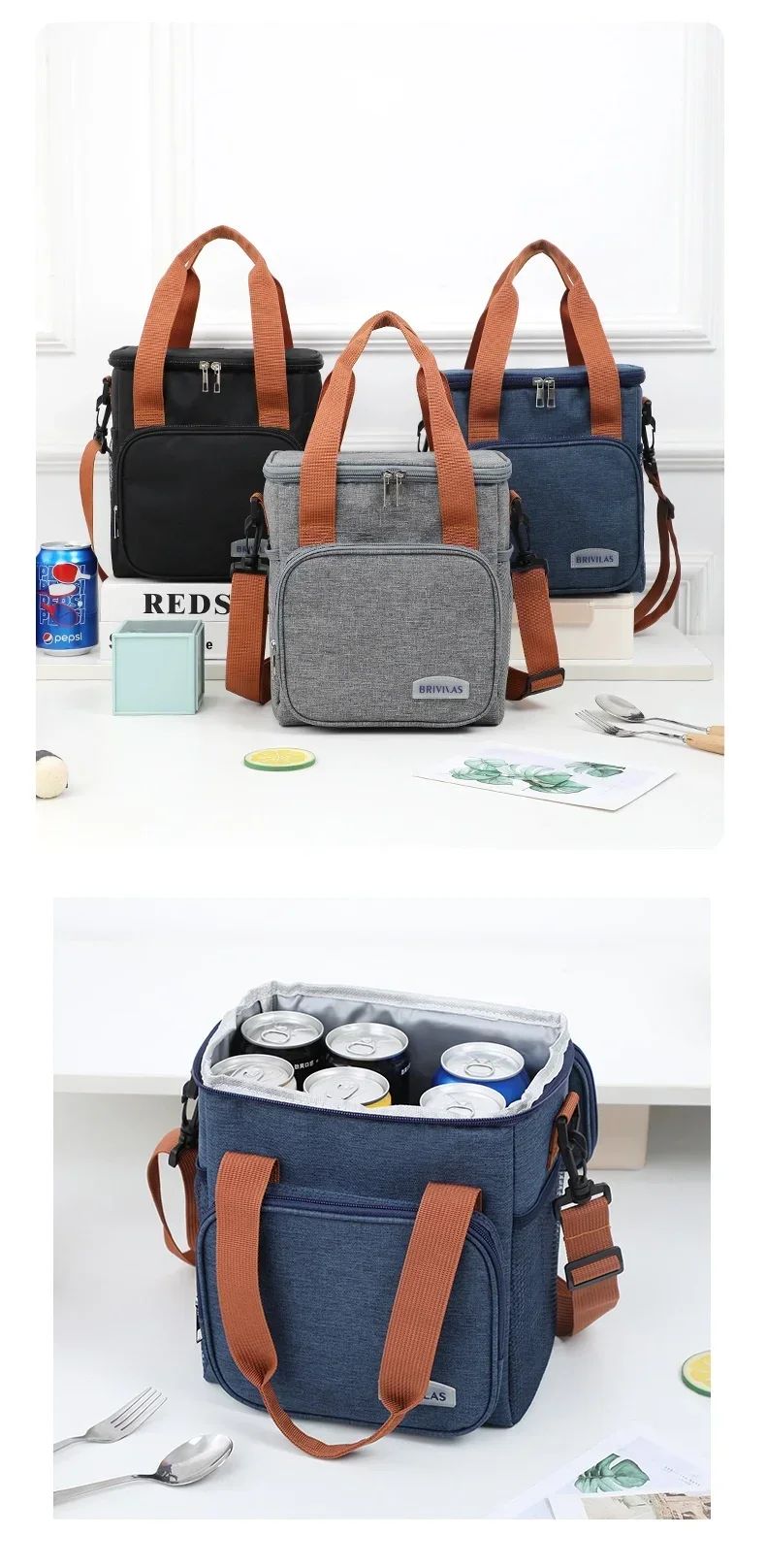 Large Capacity Lunch Bag Thermal Insulation Thickened Waterproof Bags Portable With Handle Crossbody Bag Waterproof Oxford Cloth