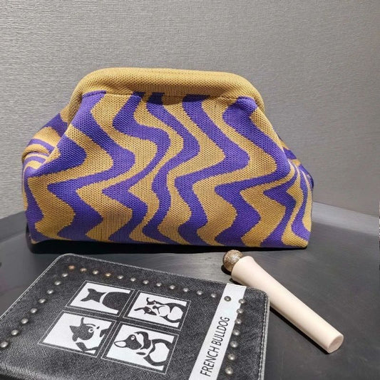 2025 NEW Ladies Beach Shoulderbag Vintage Letter Crochet Knitted Tote Crochet Cord Fabric Shopping Bag Unclosed Unlined Purse