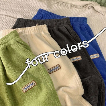 Lamb Velvet Thickened Fleece Women's Casual Pants Autumn Winter Warm Outdoor Wear Loose Fit Sports Trousers