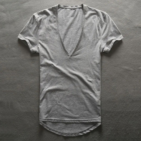 Zecmos Deep V Neck T-Shirt Men Plain V-Neck T Shirts For Men 2017 Fashion Compression Top Tees Male Fathers Day Gifts