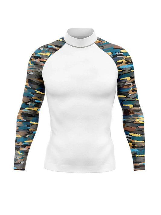 Men's Rashguard Surfing Shirt Quick Dry Long Sleeve Sun Screen Beachwear Surf Sweatshirt UV Protection Swimwear
