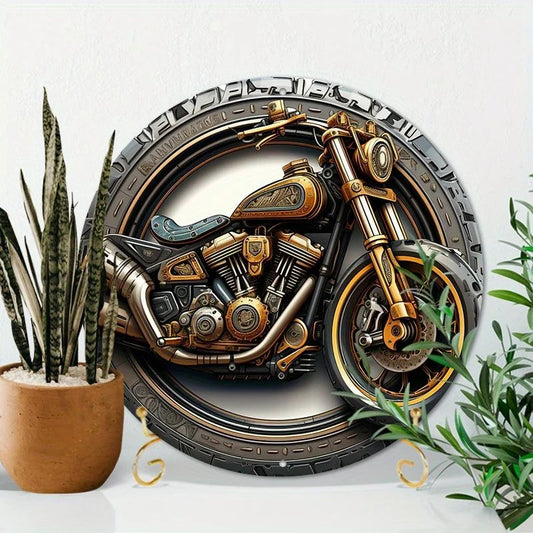 Aluminum Metal Retro Motorcycle Round Metal Vintage Signs, Sign Creations decor garage