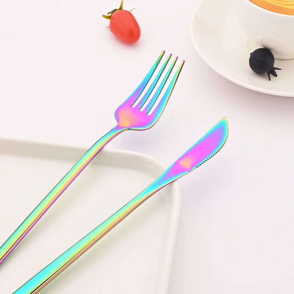 8 Garfos de Jantar Pretos Talheres Aço Inoxidável 18/10 Utensílios de Cozinha Ocidentais Conjunto de Garfos para Restaurante