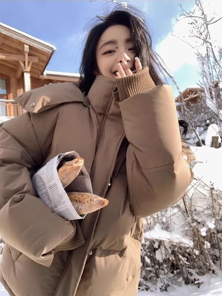 Winter Grey Heart Shaped Short down Cotton Jacket Men Women Couple Bread Style Outerwear Unique Design Sensation Coat
