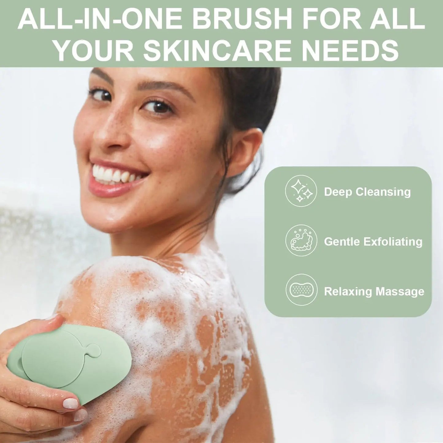 1pc Silicone Body Scrubber Exfoliating Body Scrubber Loofah Brush Refillable Bath Brush Easy Foaming Massage Brush Bathroom