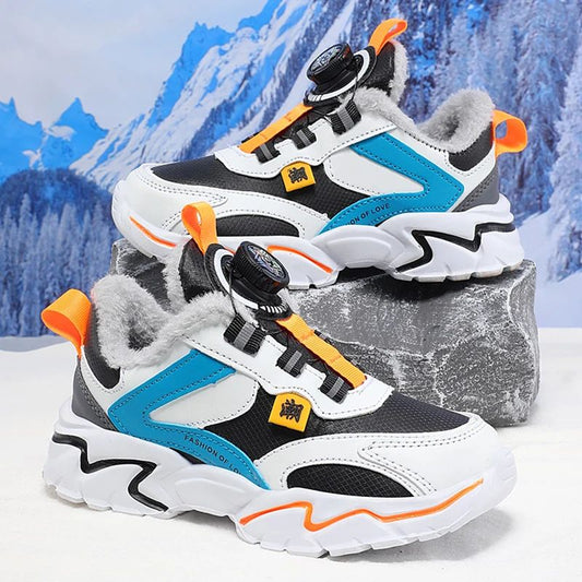 Winter Kids' Cotton Shoes For Boys Warm Plush Anti-slip Children Running Sneakers Outdoor Comfortable Casual Walking Shoes
