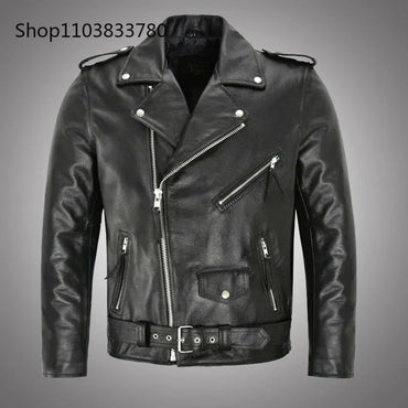 Men PU Leather Jacket Motorcycle Fashion Slim Fit Leather Coat Male Solid Turn-Down Collar Motorcycle Outwear Streetwear 4XL