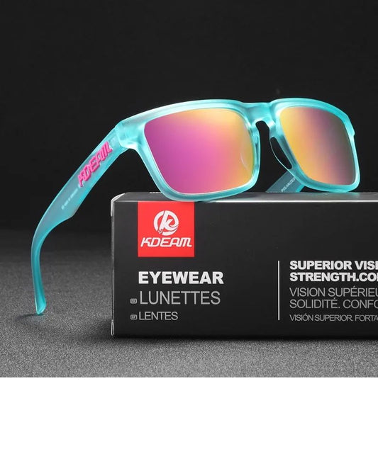 New KDEAM Brand High Quality Square Sunglasses for Men Sports Polarized Sun Glasses 2025 Reflective Coating Colorful Lens UV400