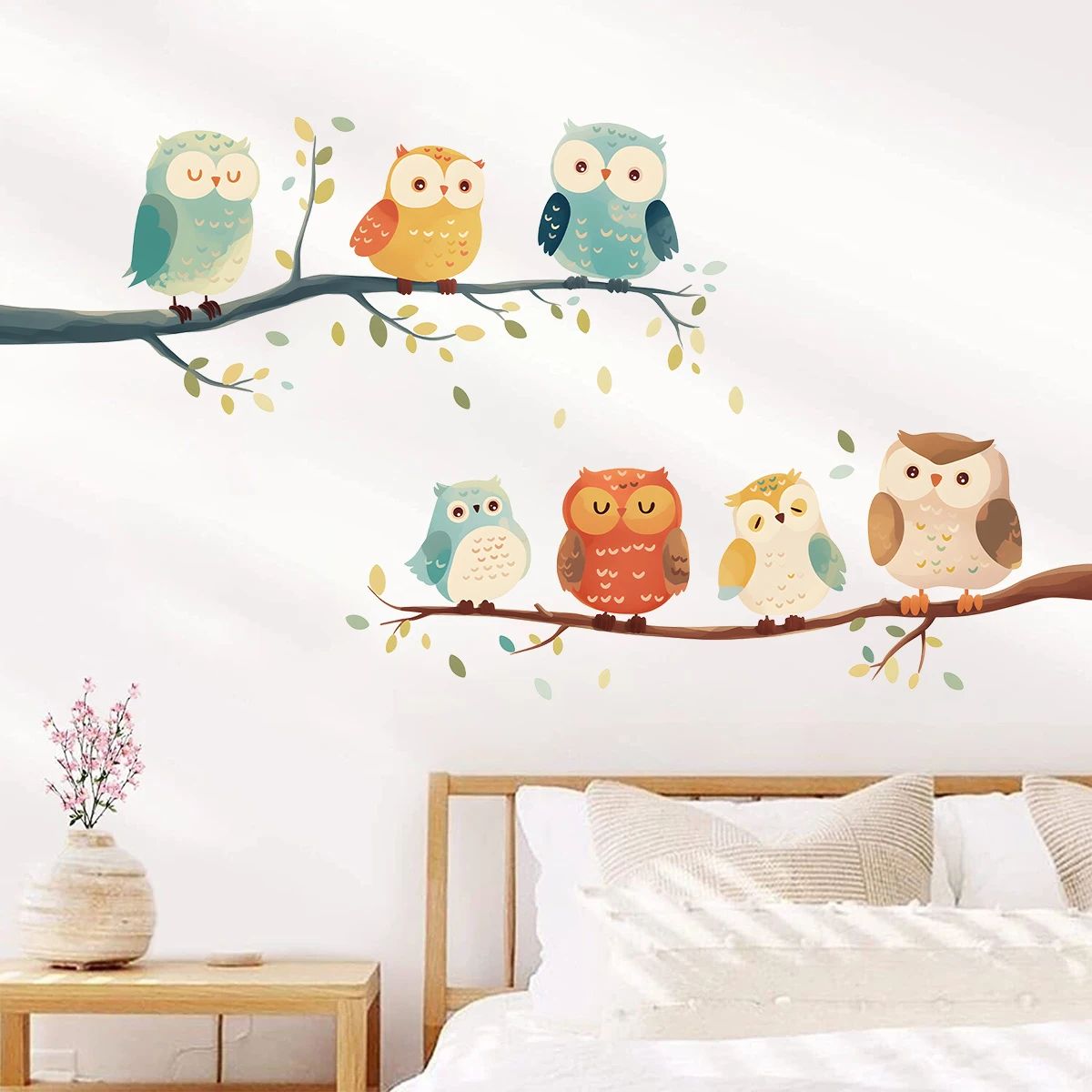 1Pc Cartoon Bird Branch Owl Furniture Wall Sticker Kids Room Home Decor Accessories Living Room Bedroom Decoration Living Room