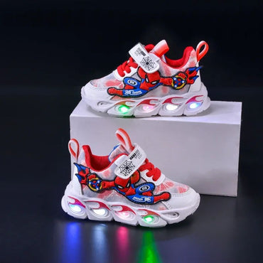 Disney Fashion Spiderman Baby Boys Spring/Autumn Lighted Trendy Kids Boy Sports Casual Children's Sneakers