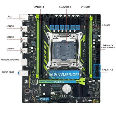 Conjunto de Placa-Mãe SOYO X99 com CPU Xeon E5 2630 V4 LGA2011-3 DDR4 16GB (1*16GB) RAM 2133MHz NVME M.2 Acessórios de Computador SATA