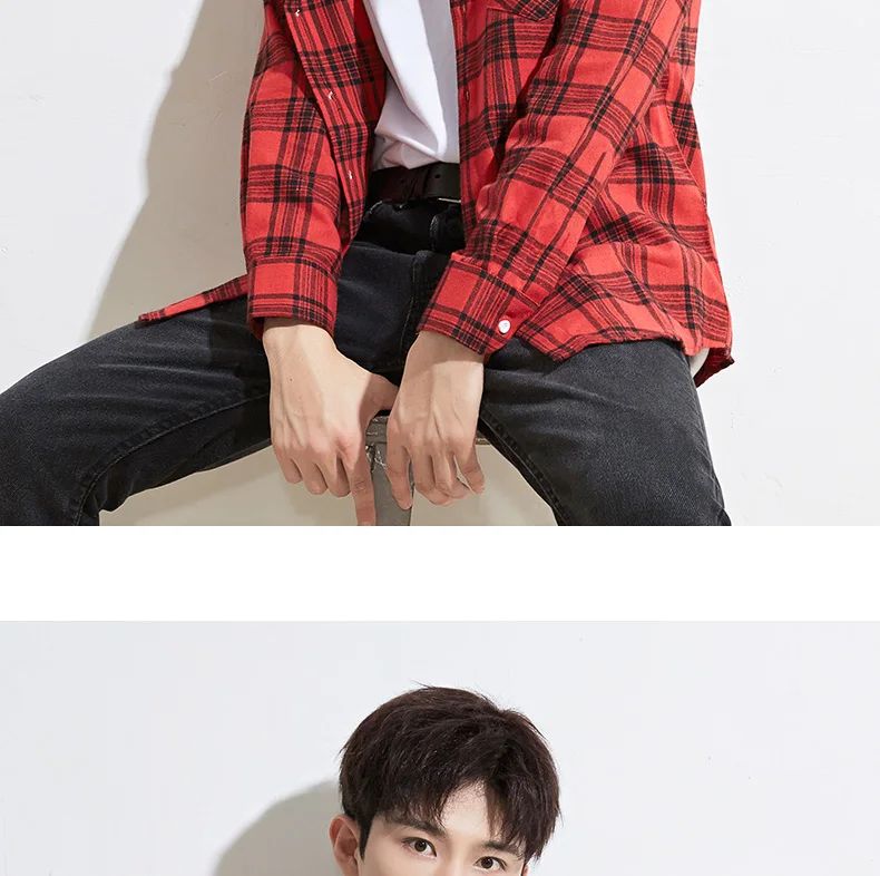 New in shirt fashion korean popular 40%cotton long-sleeve shirts for men slim fit plain shirt streetwear Casual plaid clothes