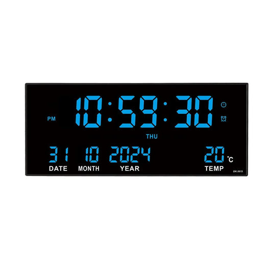 Digital Large Wall Clock Alarm Temperature Date Calendar Display 8 Sets of Alarm Clocks 14'' Electronic LED Clock Plug in Use