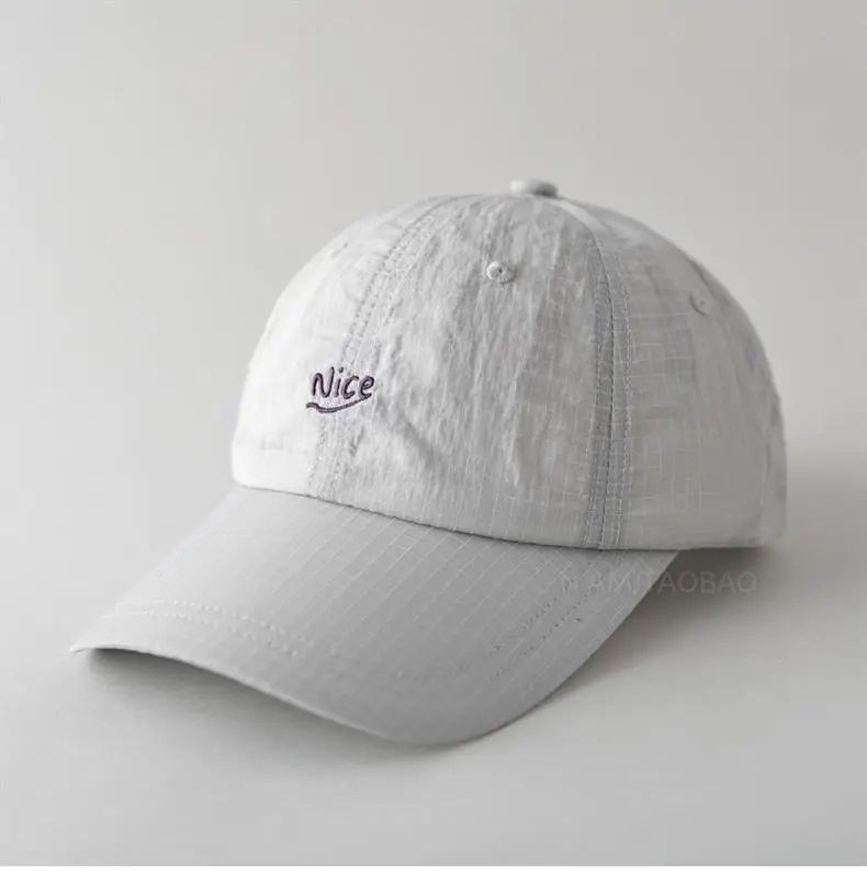 SS25 Korean Baseball Cap with Letter Embroidery & Gingham, Quick-Dry Minimalist Casual Unisex Hat for Daily Use
