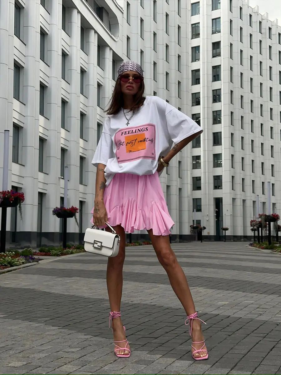 Wolfeel Summer White Mini Skirt High Waist Sexy Cute Ruffle Vintage Tennis Skirt