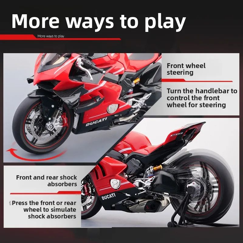 Spray de Fundição 1:6 Ducati V4 Moto Liga Modelo Coleção Miniatura Voiture Ornamento Namorado Presente Decoração de Casa Brinquedo Veículo