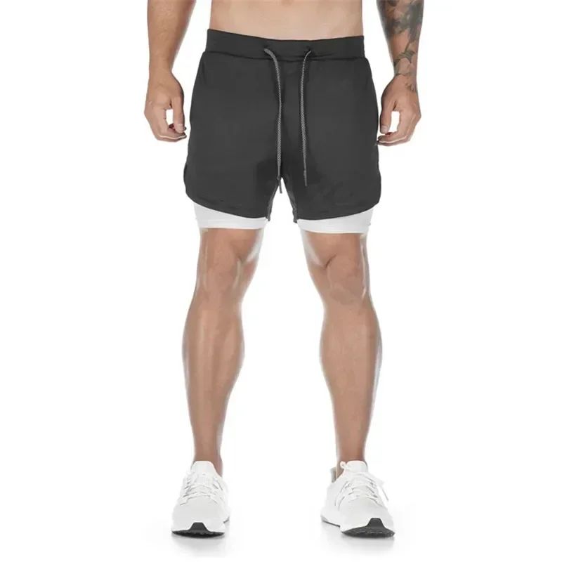 Anime Berserk 2 in 1 Gym Shorts for Men Active Athletic Compression Shorts 5 Inch Quick Dry Stretchy Training Fitness Workout