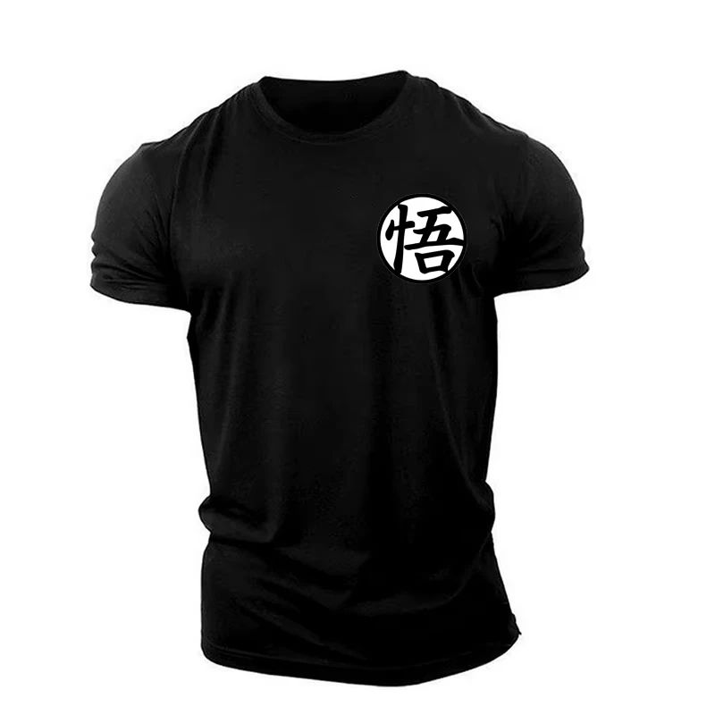 Official Dragon Ball Goku Training T-Shirt Men's Red/Black/White Cotton Tee with Kanji Chest Print Martial Arts Style