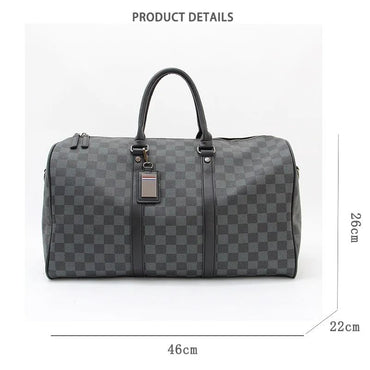 Para homem multifuncional resistente ao desgaste à prova d'água viagem grande capacidade negócios moda xadrez bagagem de mão bolsa de ombro