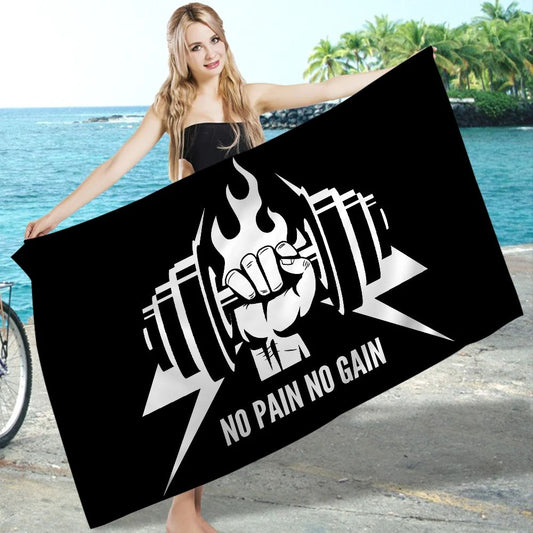 No Pain No Gain GYM Towel Microfiber Beach Towel Absorbent Quick dry Soft Yoga Swimming Resort Mountain Climbing Towel