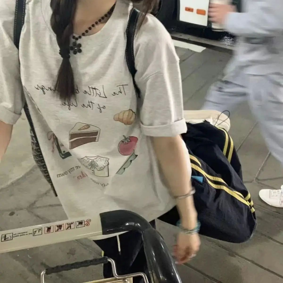 American Sporty Casual Pants Women's Hip Hop Elastic Waist Loose Wide Leg Trendy Cool Girl Quick Dry Pants