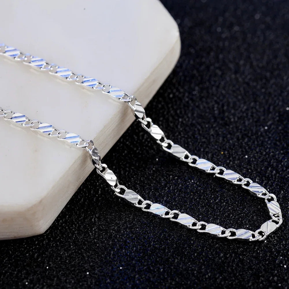 Men Women 2mm Flat Clavicle Chain Necklace S925 Sterling Silver Hypoallergenic Never Fade Multi Size 40-75cm Minimalist Fine Jewelry Gift Christmas Wedding Birthday Anniversary Wholesale