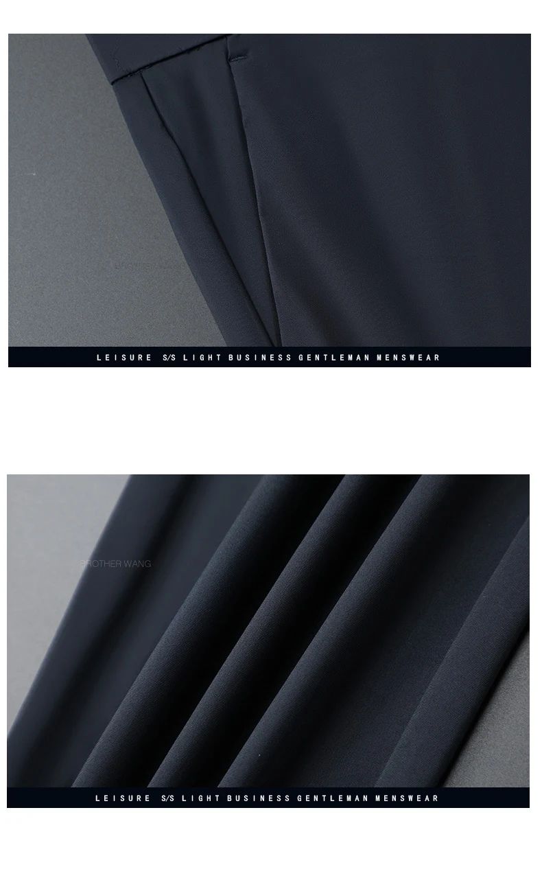 Spring Summer Ultra-thin Casual Pants Men's High Elastic Ice Silk Quick-dry Straight Draped Business Trousers Male Korean