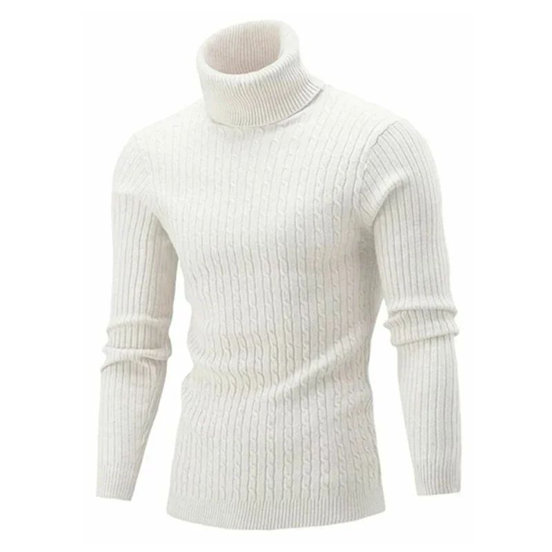 2025 Men's Warm Sweater Long Sleeve Turtleneck Sweater Retro Knitted Pullover Sweaters