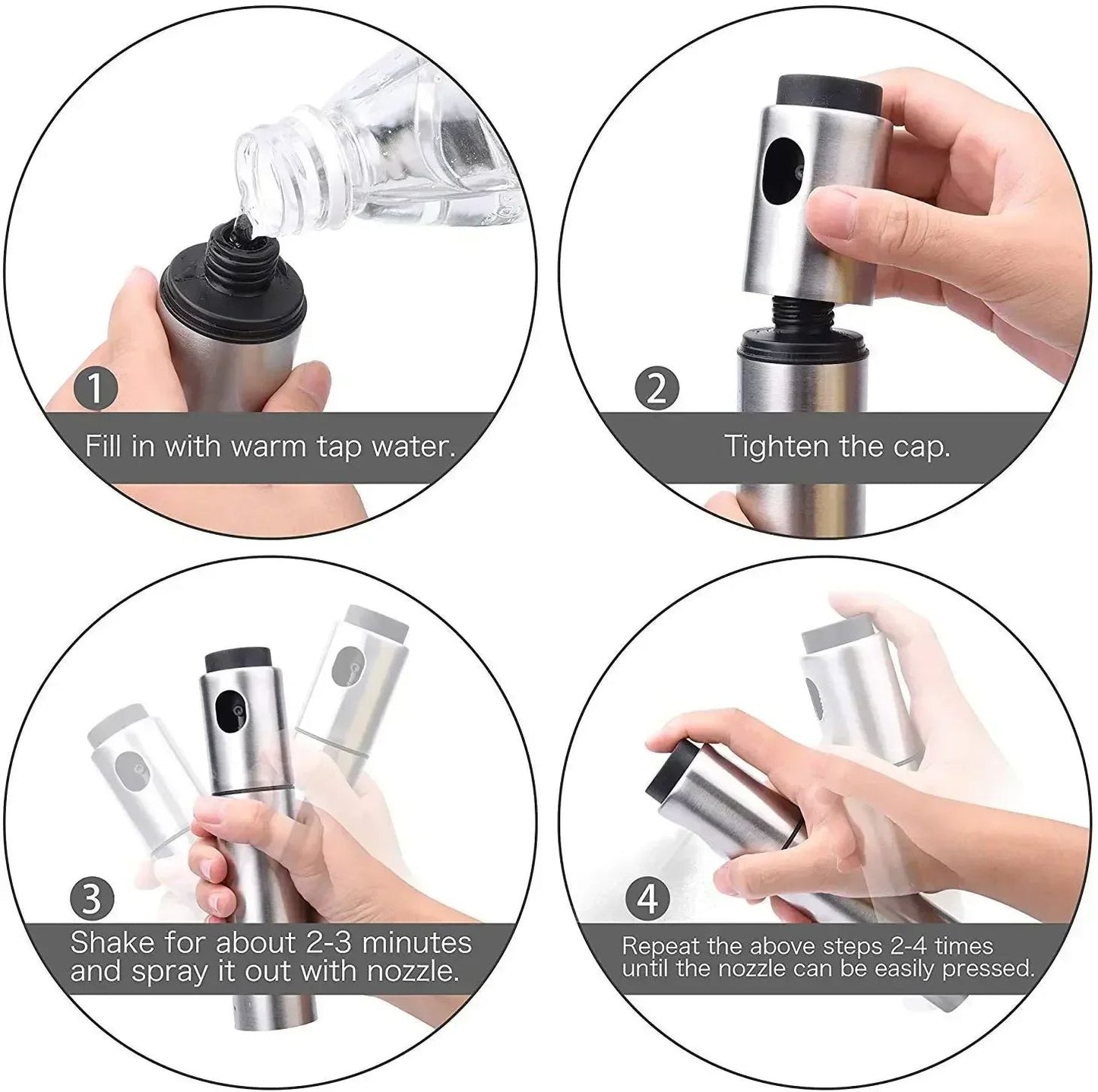 Difusor de spray de azeite para churrasco em aço inoxidável 304 de 100ml para cozinha, garrafa dispensadora, recipiente de esguicho, panela de injeção de vinagre/combustível