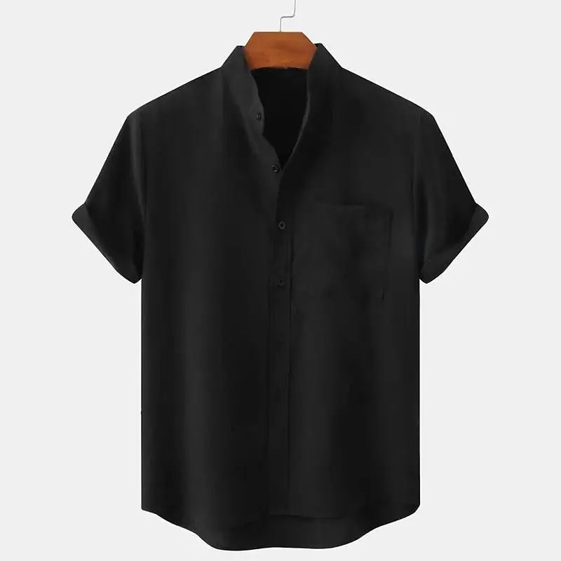 FEGKZLI Men's Fashion Short Sleeve 100% Cotton Linen Shirt Casual Oversized Loose Beach Shirts