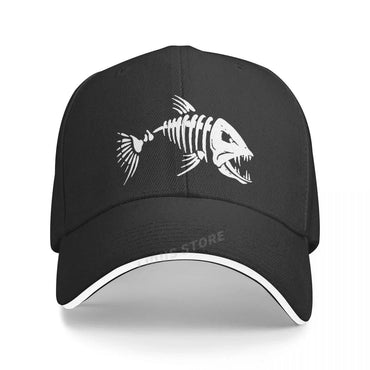 Boné de Pesca Masculino para Ar Livre, Boné de Pesca, Boné de Beisebol, Boné de Golfe, Boné de Caça com Ossos de Peixe de Desenho Animado, Boné Snapback