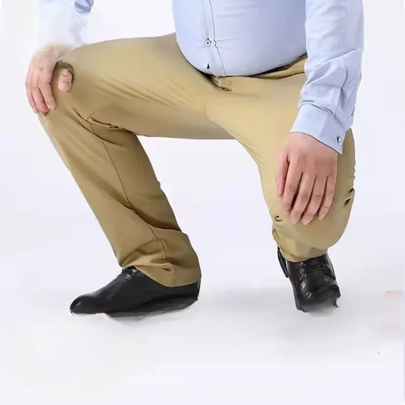 Men Summer Suit Pants Casual Pants Business Fashion Classic Solid Color Stretch Straigh Thin Cotton Trousers Plus Size A177