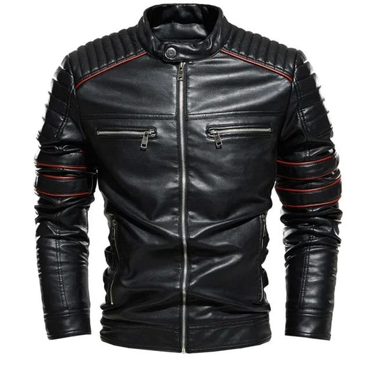 Streetwear Biker Jacket Coat Fashion Men Leather Jacket Slim Fit Autumn Winter Coat Men Fur Lined Men Motorcycle New Jacket