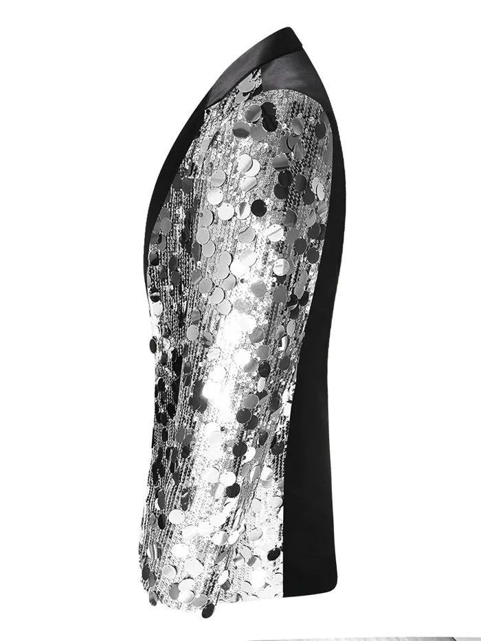 New Men Luxury Sequin Suit Jacket Silver / Gold Fashion Singer Bar KTV Dance Party Stage Performance Dress Blazers Coats