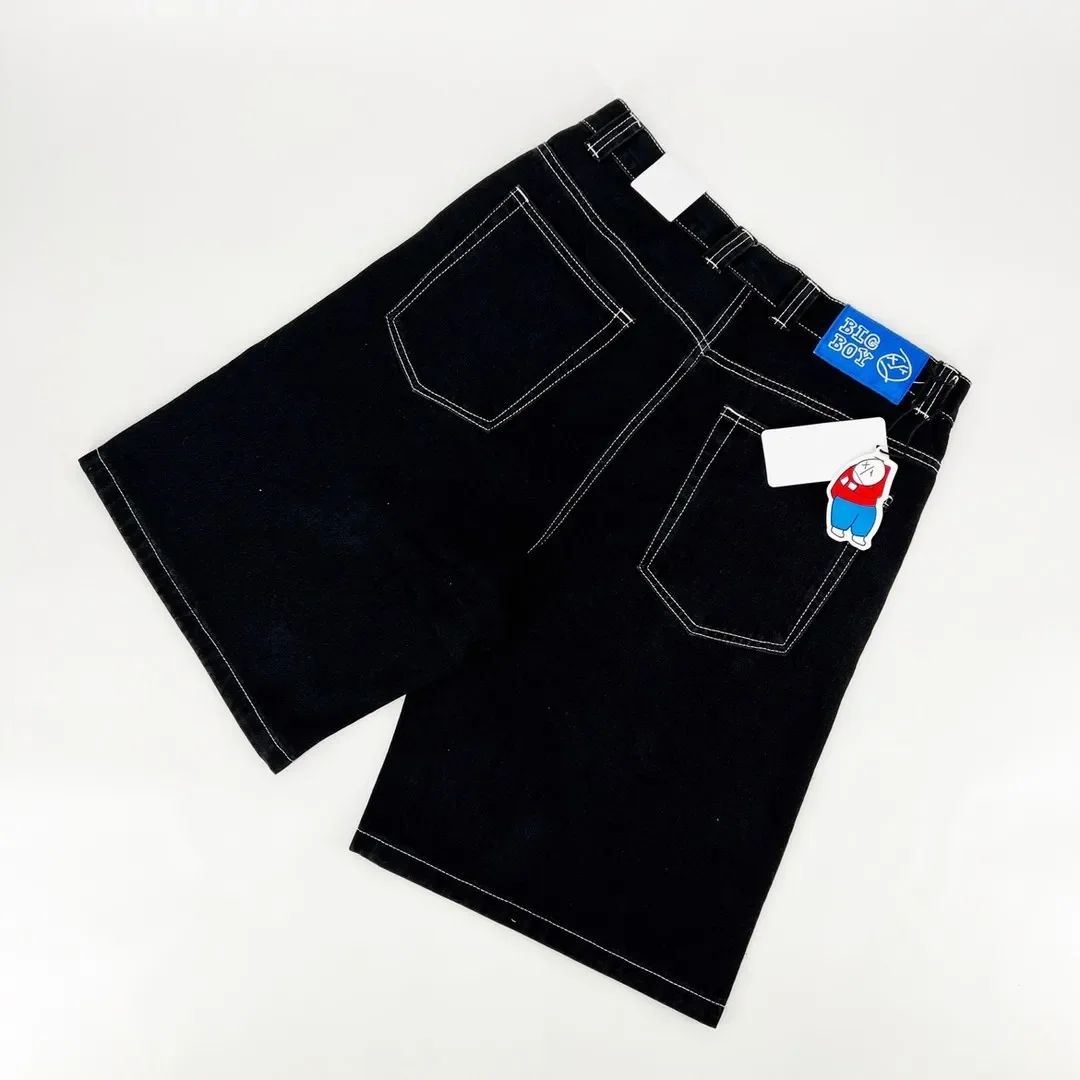 Retro Hip hop Embroidery Graphic Pants Cartoon Streetwear Denim Shorts Y2k Baggy Jorts Harajuku Gym Basketball Shorts Men