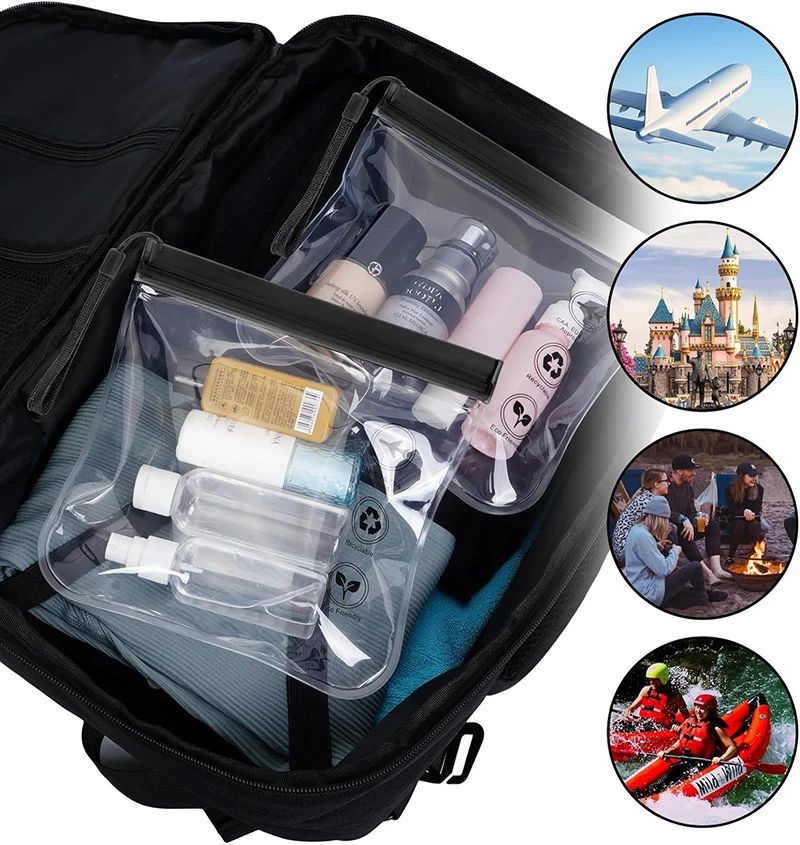 1pc Transparent toilet bag, portable travel essentials, flight makeup liquid leak proof, resealable EVA cosmetic bag