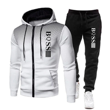 Fashionable Zippered Hooded Sweatshirts and Fitness Pants for Men in Autumn, and Casual Jogging Sportswear Sets for New Men