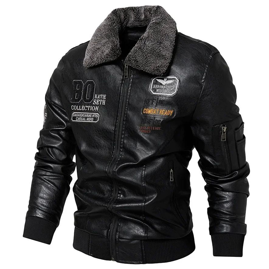 Business new Slim Genuine Leather Bomber Jacket Men Slim Leather Flight Jacket Black Pilot Coat High Quality Male Warm Jackets
