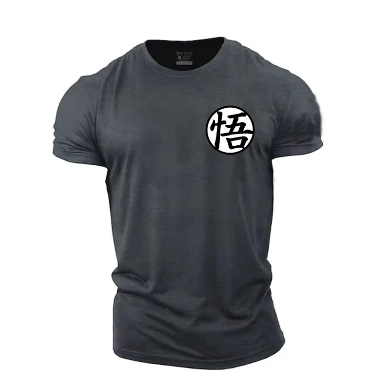 Official Dragon Ball Goku Training T-Shirt Men's Red/Black/White Cotton Tee with Kanji Chest Print Martial Arts Style