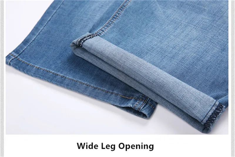 Summer Shorts Calf Length Trousers Plus Size 48 42 Men Denim Elastic Stretched Thin Jean Oversized Classic Straight Streetwear