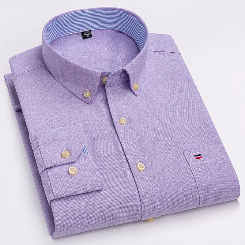 over size 7XL100%Cotton Oxford long-sleeve shirts for men slim fit formal plain shirt office white clothes elegant business tops