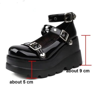 Women Pumps Mary Jane Super High Heel Platform Wedge Spring Ladies Sandals Belt Buckle Classic Sweet Punk Female Lolita Shoes