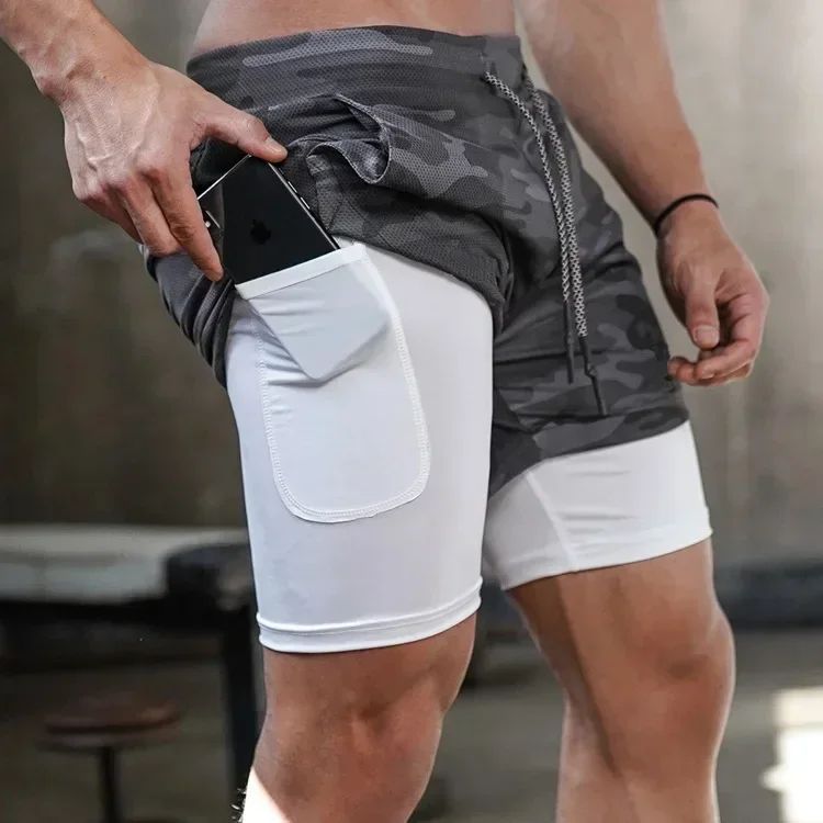 Anime Berserk 2 in 1 Gym Shorts for Men Active Athletic Compression Shorts 5 Inch Quick Dry Stretchy Training Fitness Workout