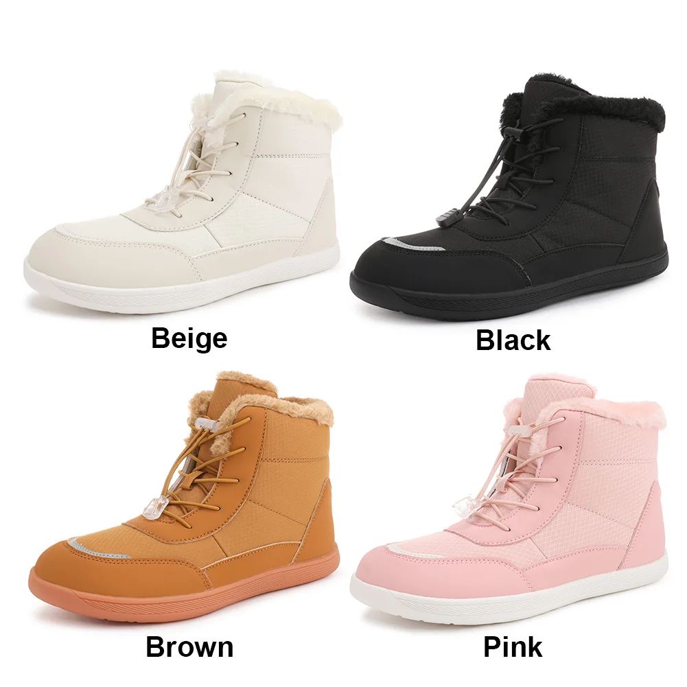 Women's Winter Snow Boots Fur Lined Barefoot Boots Wide Toe Box Ankle Booties Walking Boots Outdoor
