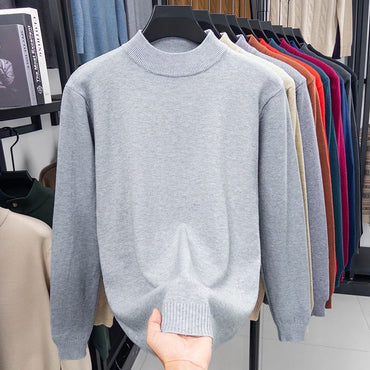 Half Turtleneck Knitwear Sweater New Autumn/Winter Mock Neck Sweatshirts Solid Color Pullovers Man Brand Casual Mens Clothing