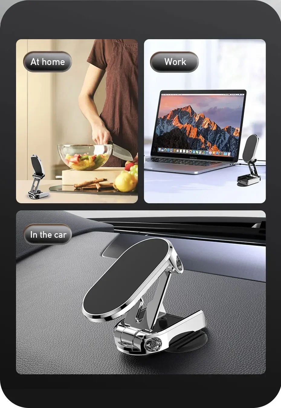 Car Mobile Phone Holder Folding Magnet Cell Phone Stand in Car GPS Support For iPhone Xiaomi 360° Rotatable Mount