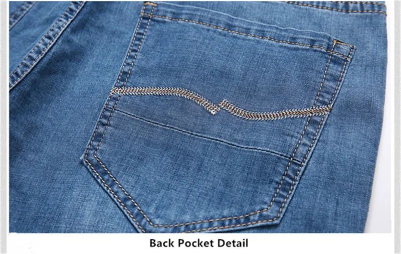 Summer Shorts Calf Length Trousers Plus Size 48 42 Men Denim Elastic Stretched Thin Jean Oversized Classic Straight Streetwear